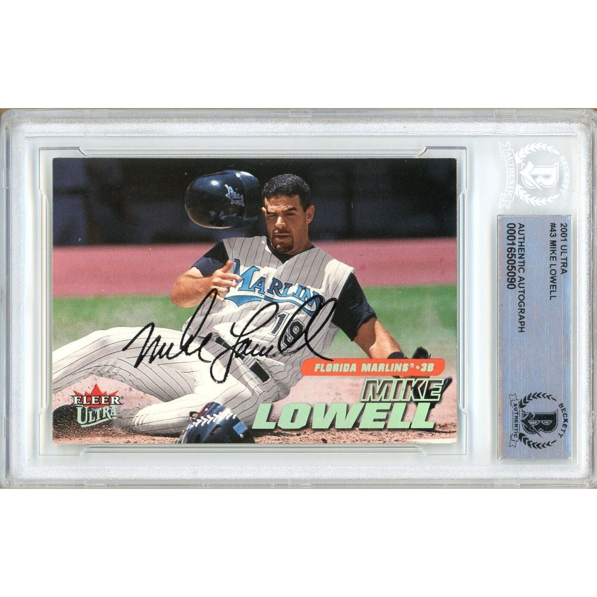 Mike Lowell Miami Marlins Signed Autographed Trading Card Beckett BAS
