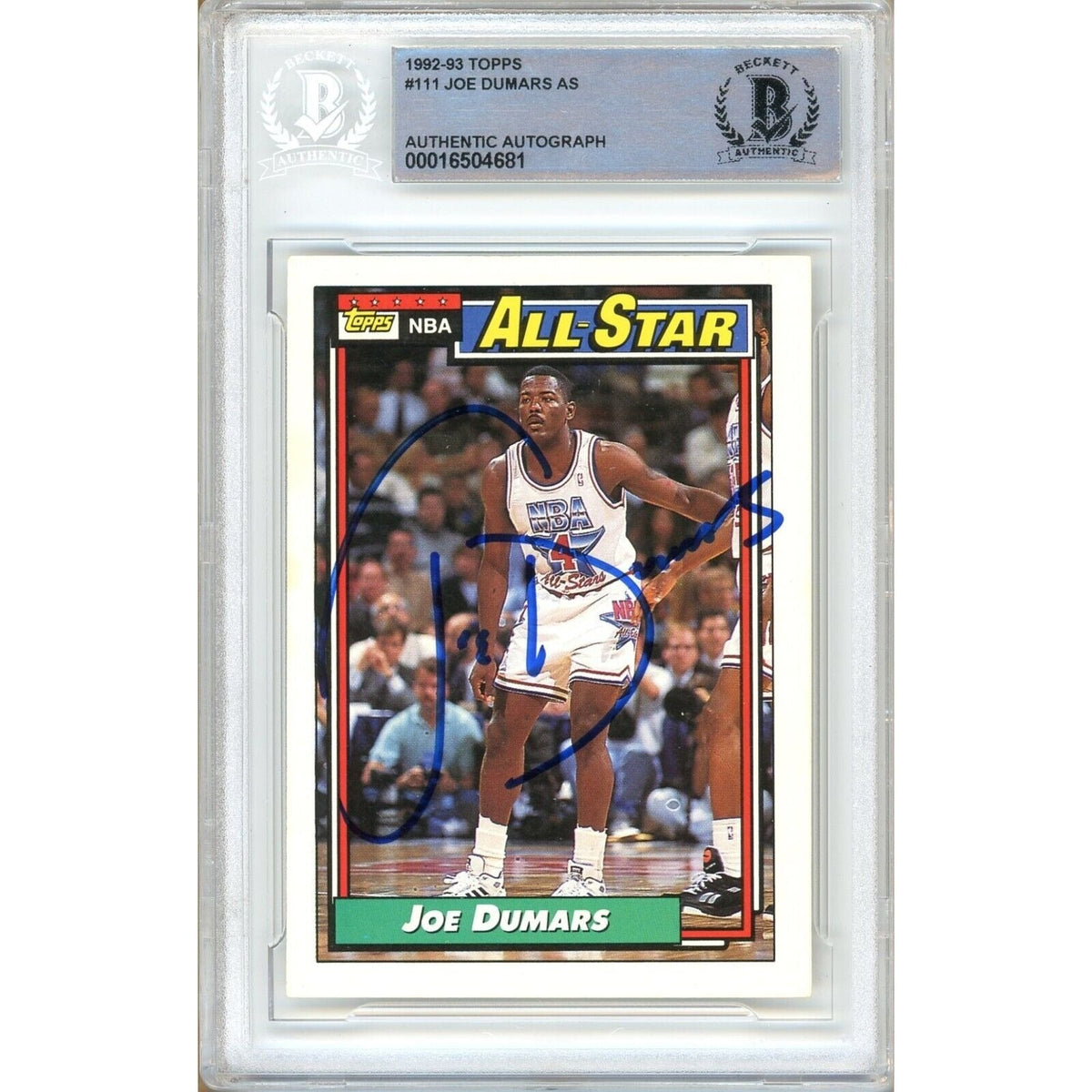 Joe Dumars Detroit Pistons Autographed Trading Card Beckett BAS