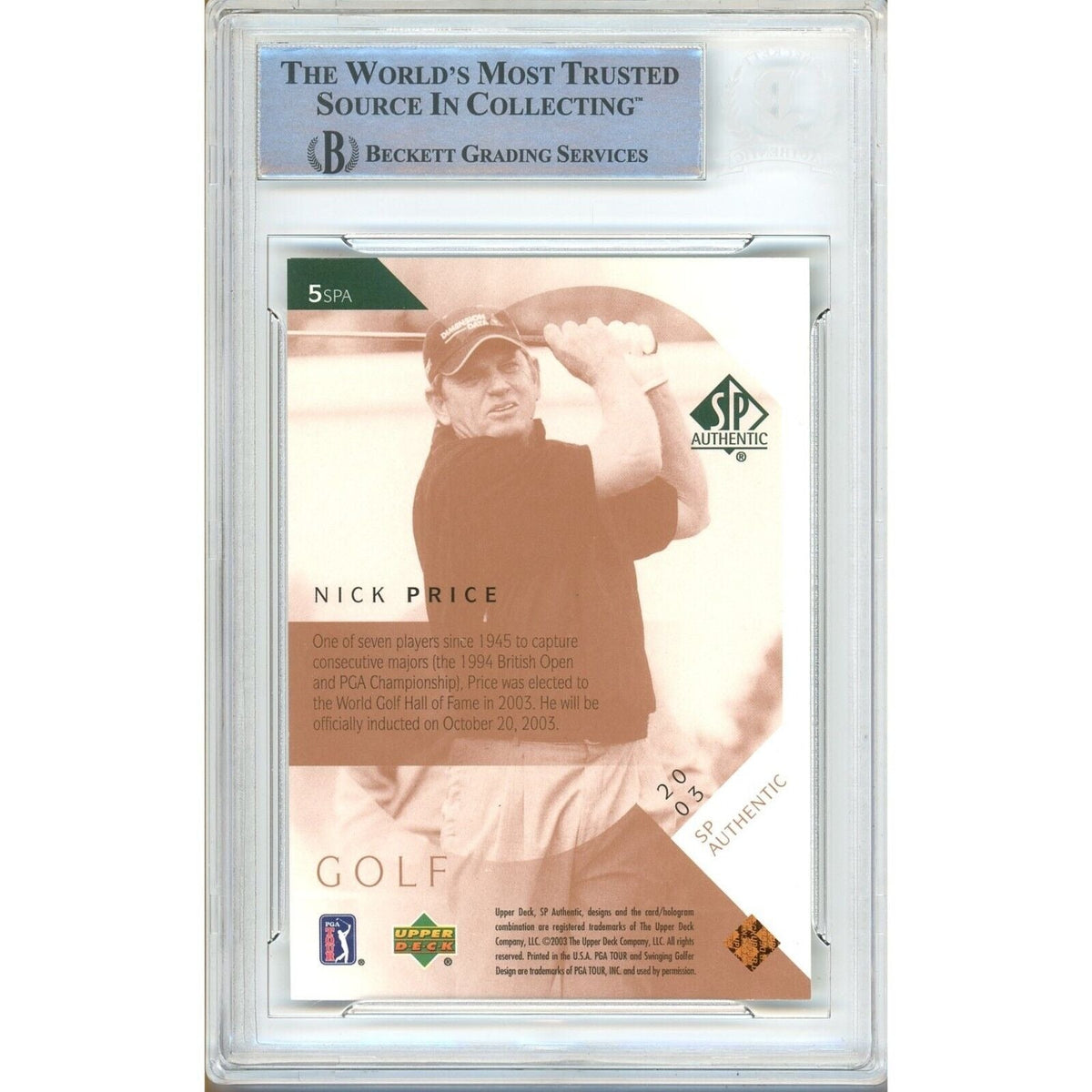 Nick Price Signed Trading Card Beckett BAS