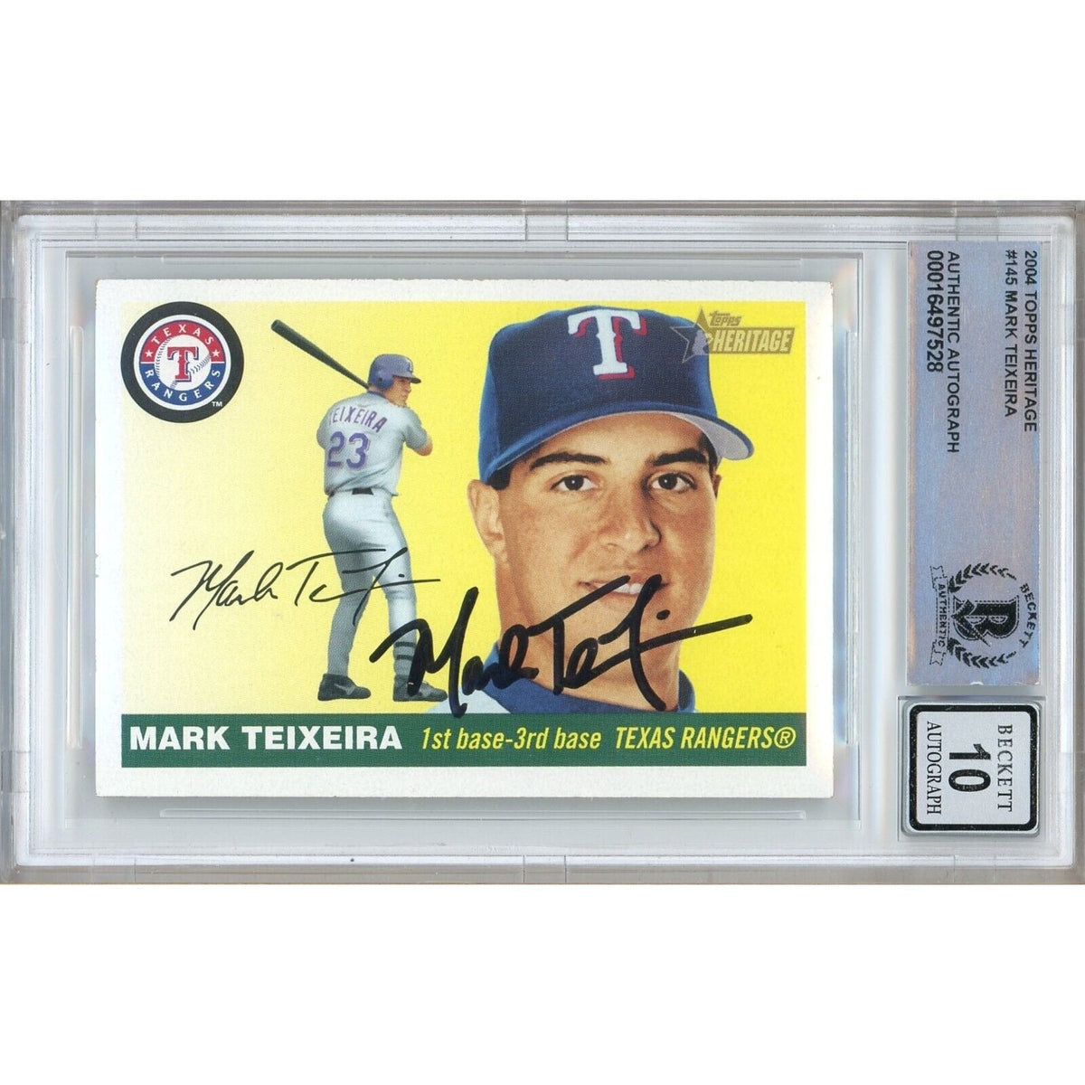 Mark Teixeira Texas Rangers Signed Autographed Trading Card Beckett BGS
