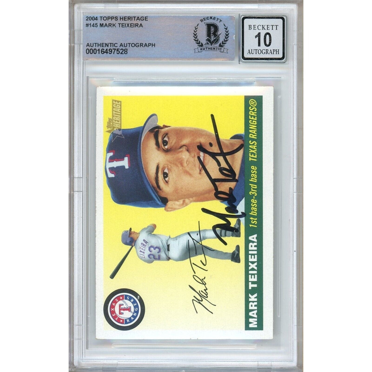 Mark Teixeira Texas Rangers Signed Trading Card Beckett BGS