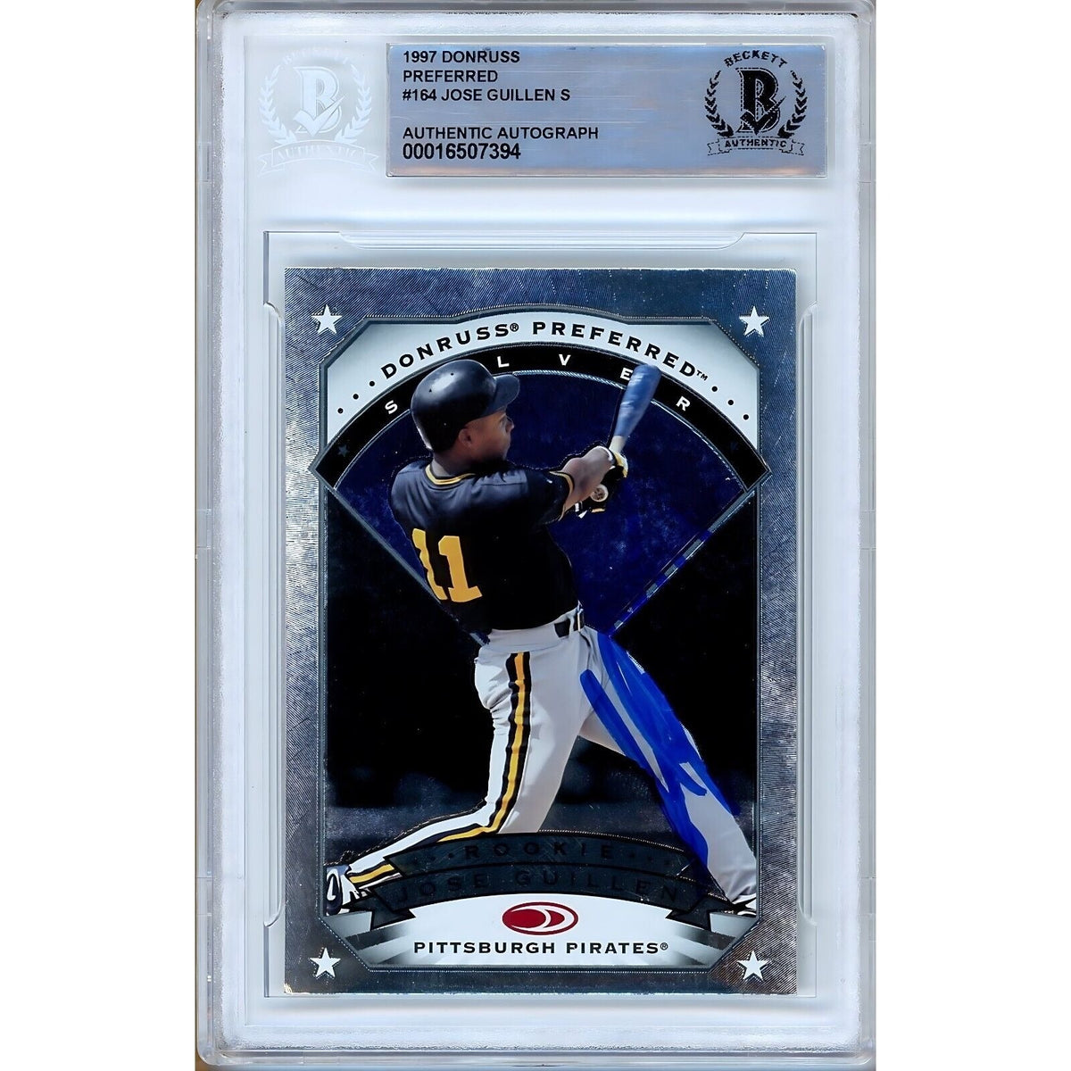 Jose Guillen Donruss Preferred Autographed Trading Card Beckett BAS