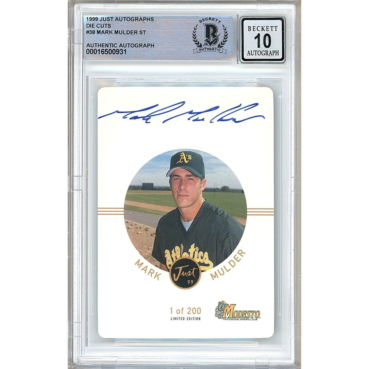 Mark Mulder Oakland Athletics Signed Autographed Trading Card Beckett BGS