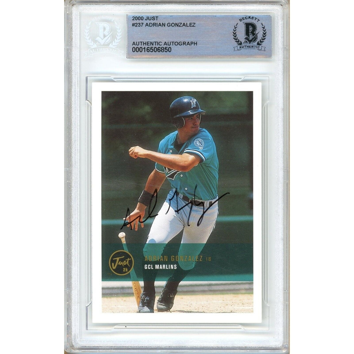 Adrian Gonzalez Just Minors Autographed Trading Card Beckett BAS
