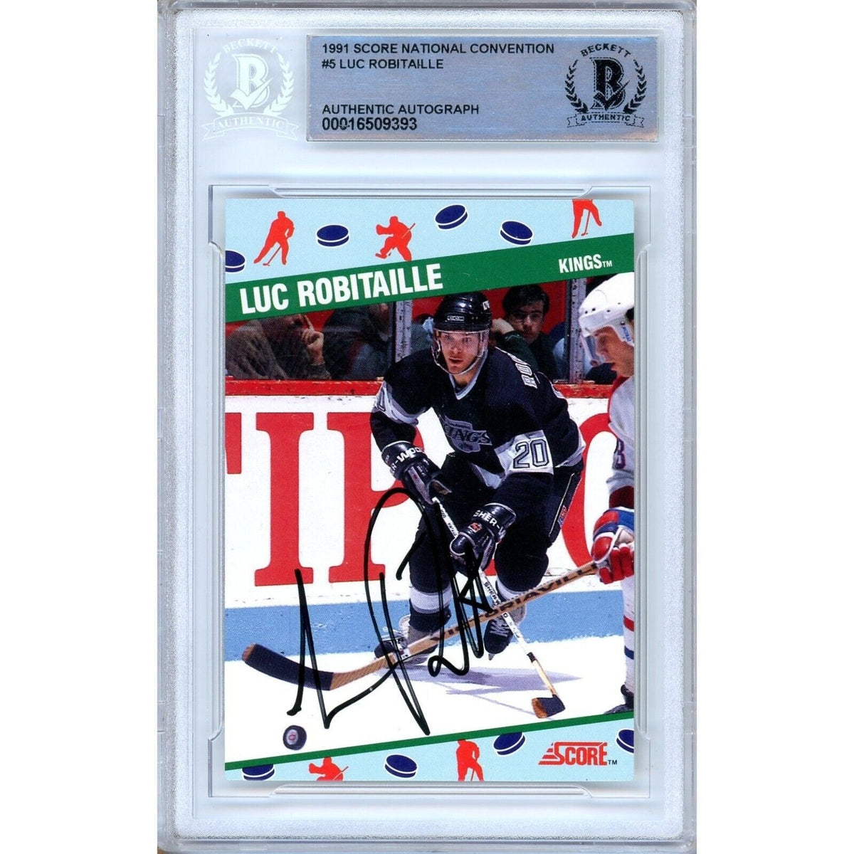 Luc Robitaille Score Natl Conv Autographed Trading Card Beckett BAS
