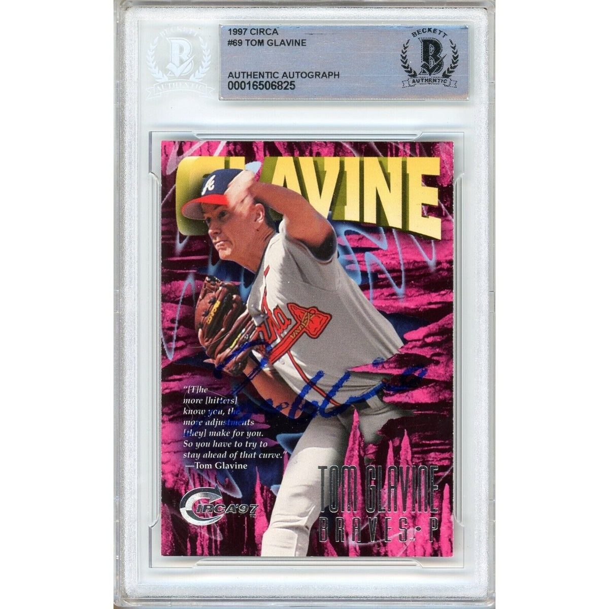Tom Glavine Atlanta Braves Signed Autographed Trading Card Beckett BAS