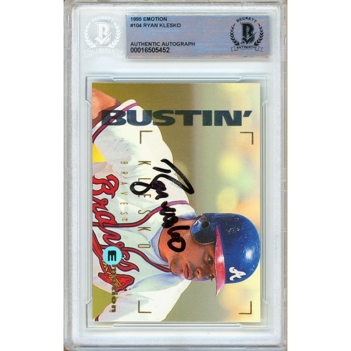 Ryan Klesko Atlanta Braves Signed Trading Card Beckett BAS