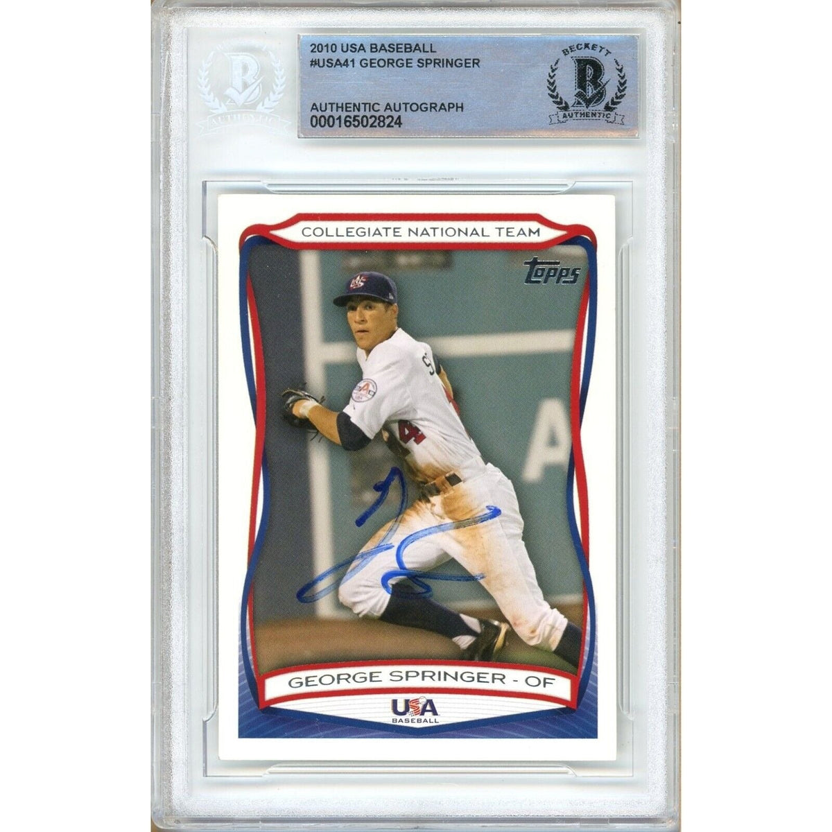 George Springer Houston Astros Autographed Trading Card Beckett BAS