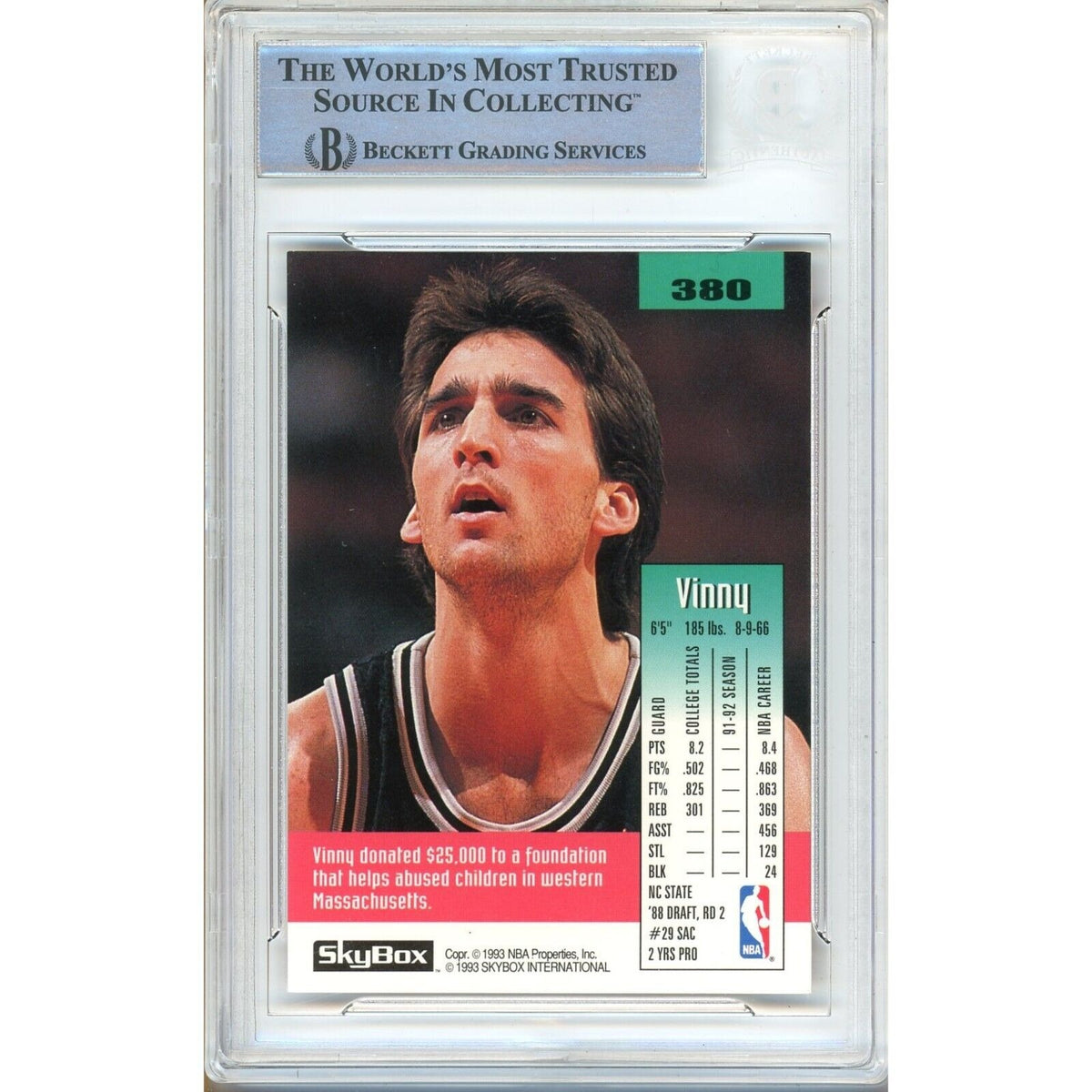Vinny Del Negro San Antonio Signed Trading Card Beckett BAS