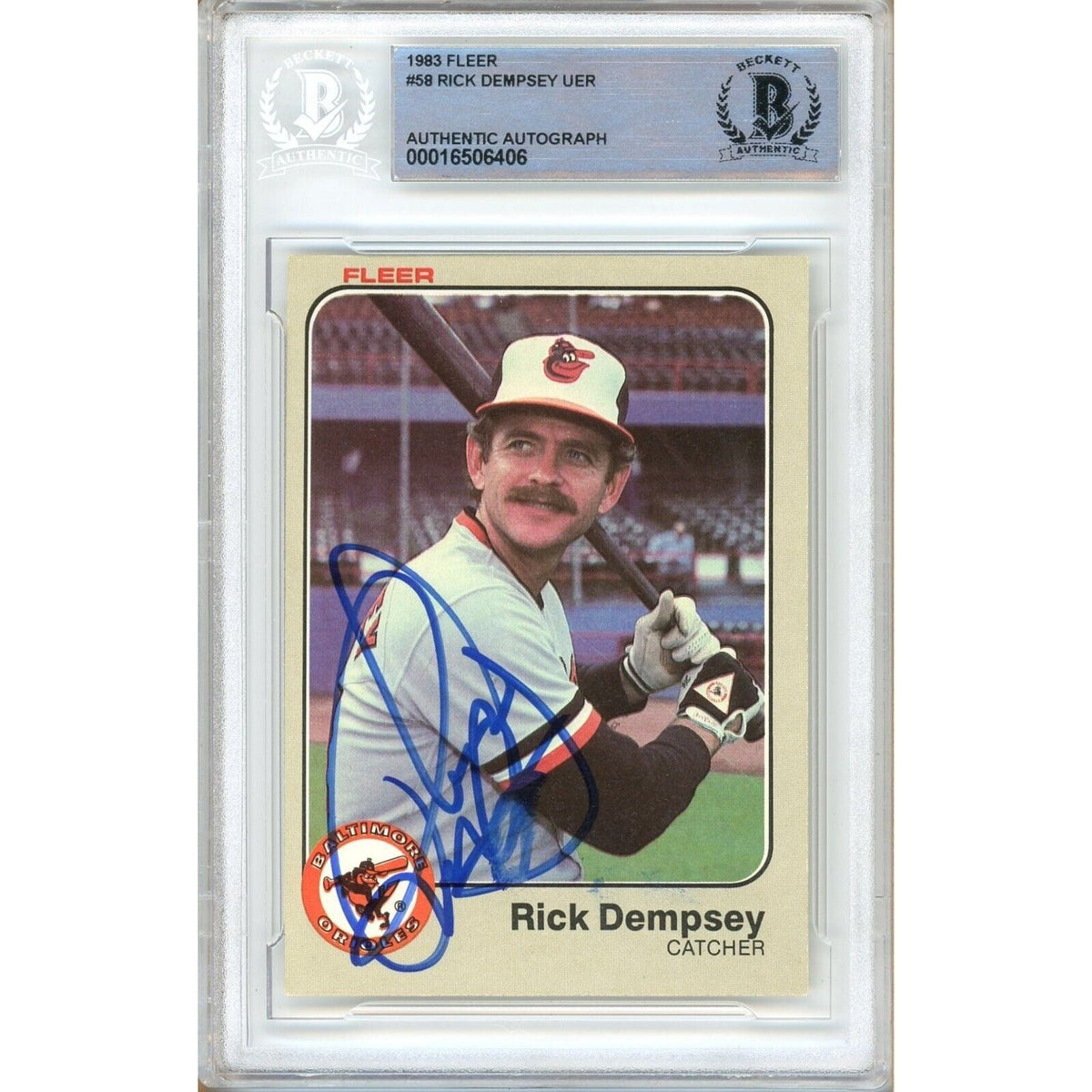 Rick Dempsey Baltimore Orioles Signed Autographed Trading Card Beckett BAS