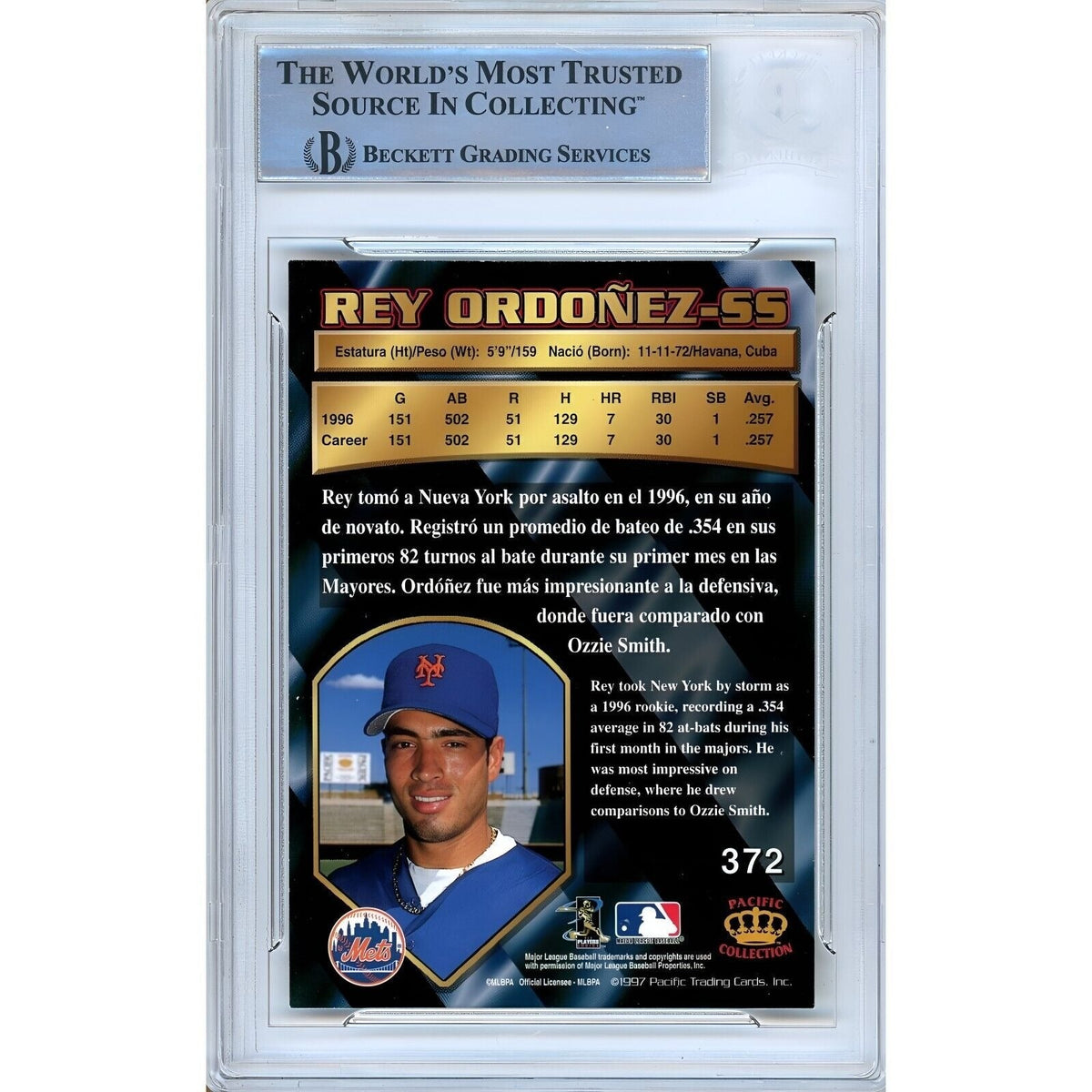Rey Ordonez New York Mets Autograph Trading Card Beckett BAS