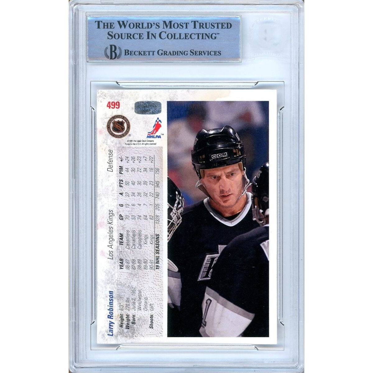 Larry Robinson Upper Deck Signed Trading Card Beckett BAS