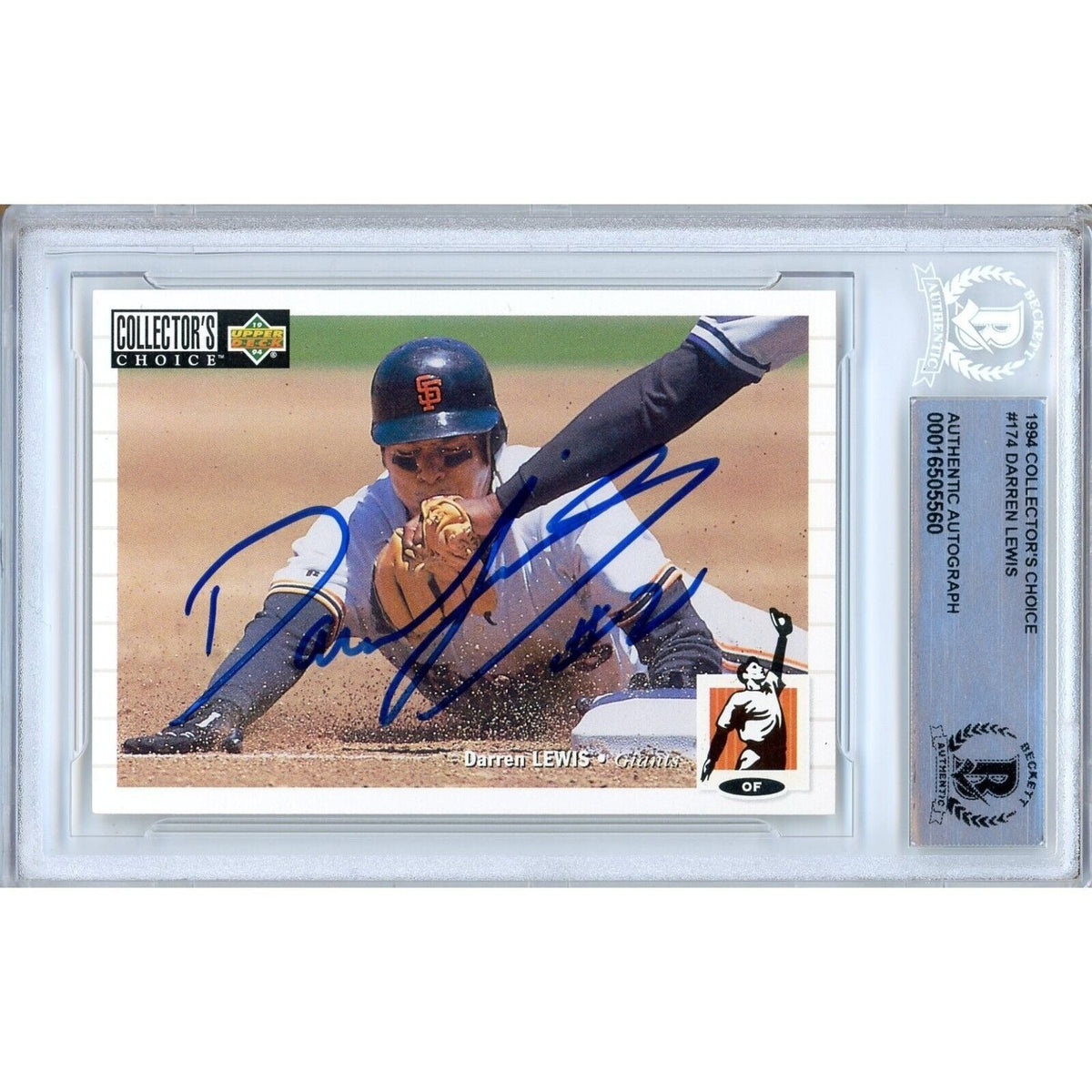 Darren Lewis Collectors Choice Autographed Trading Card Beckett BAS