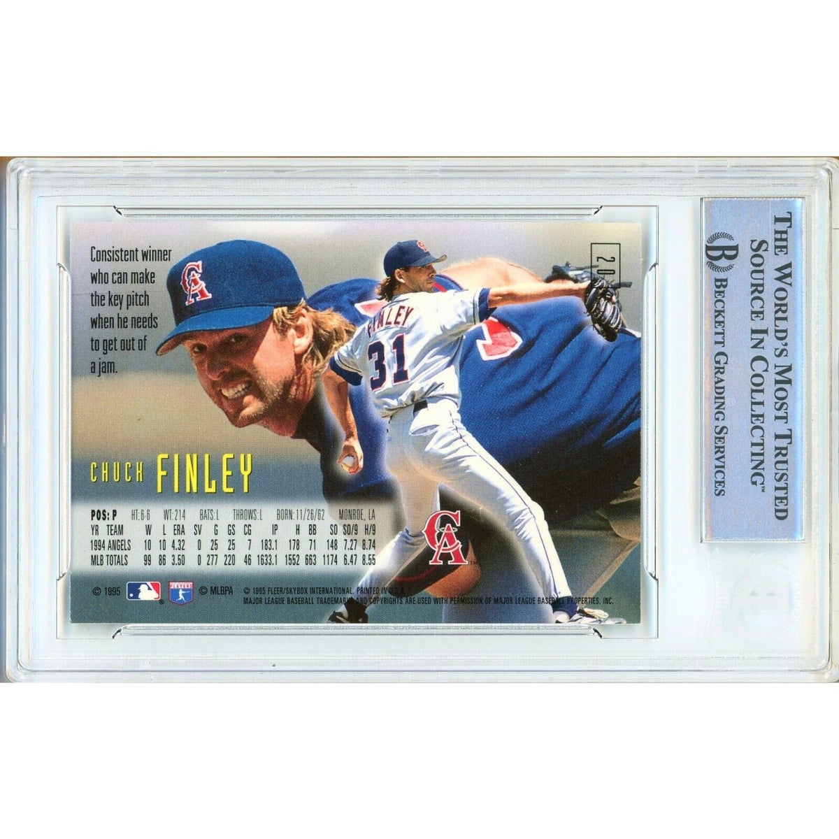 Chuck Finley Skybox Emotion Signed Trading Card Beckett BAS