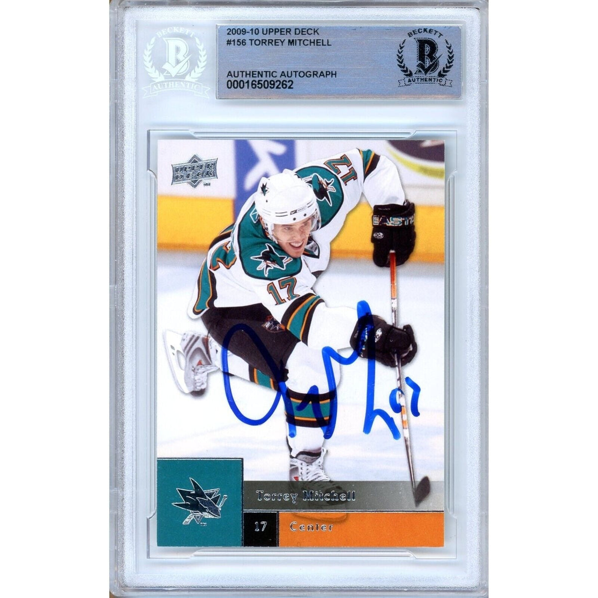 Torrey Mitchell San Jose Sharks Autographed Trading Card Beckett BAS