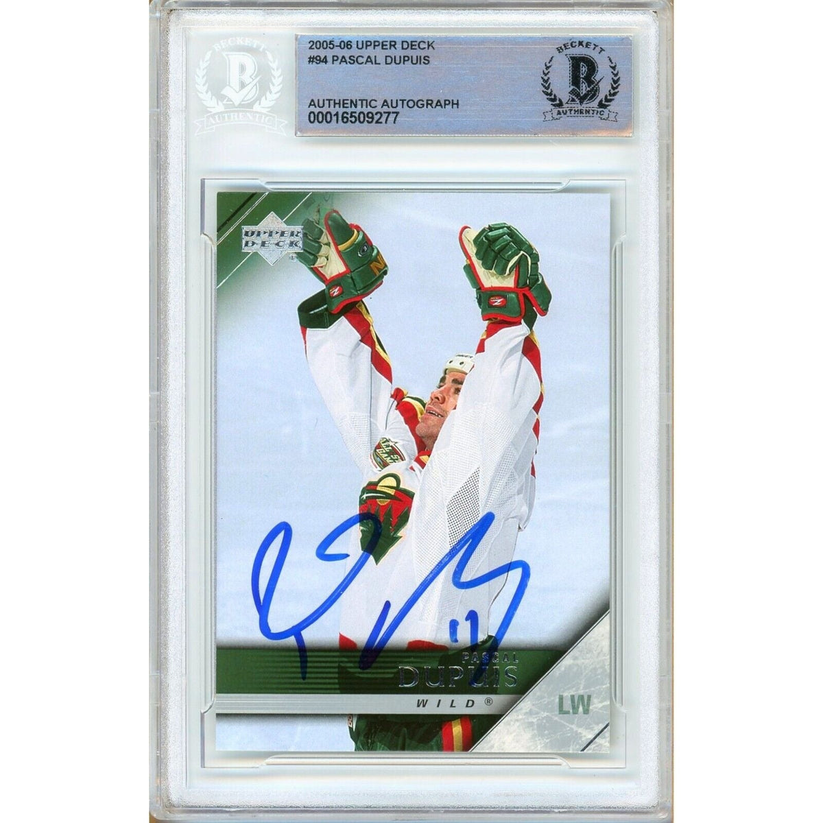 Pascal Dupuis Minnesota Wild Signed Autographed Trading Card Beckett BAS