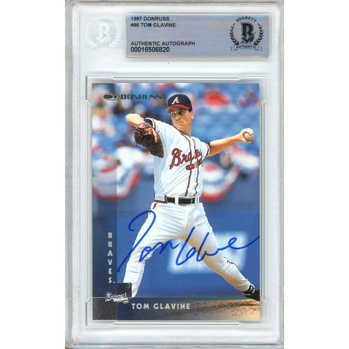 Tom Glavine Atlanta Braves Signed Autographed Trading Card Beckett BAS