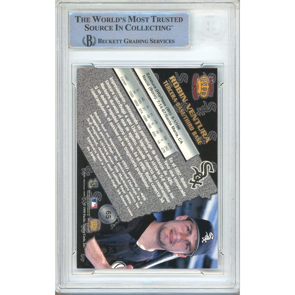 Robin Ventura Chicago White Sox Autograph Trading Card Beckett BAS