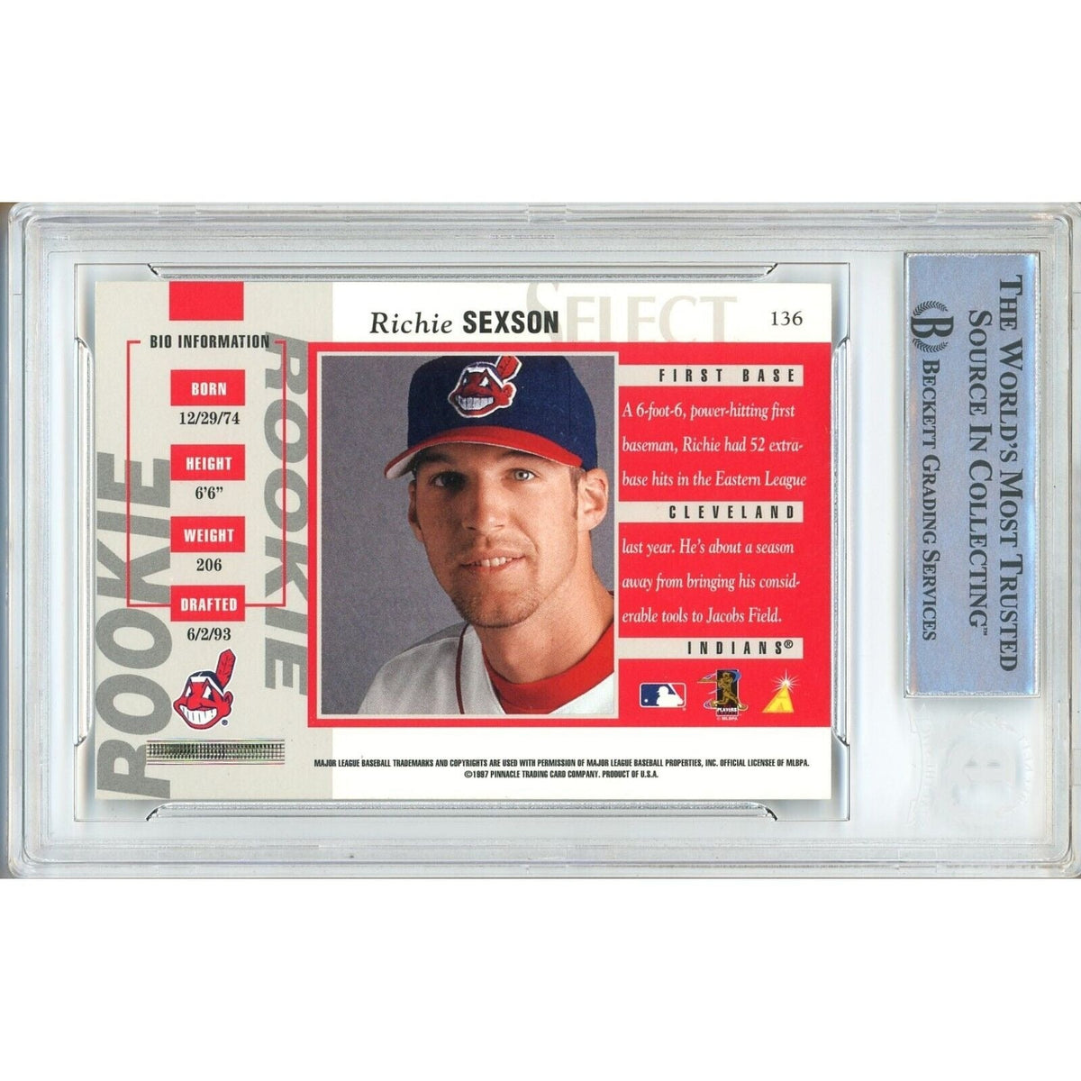 Richie Sexson Cleveland Indians Signed Trading Card Beckett BAS