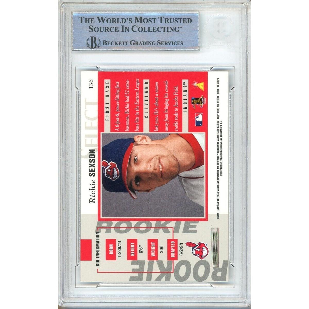 Richie Sexson Cleveland Indians Signed Autograph Trading Card Beckett BAS