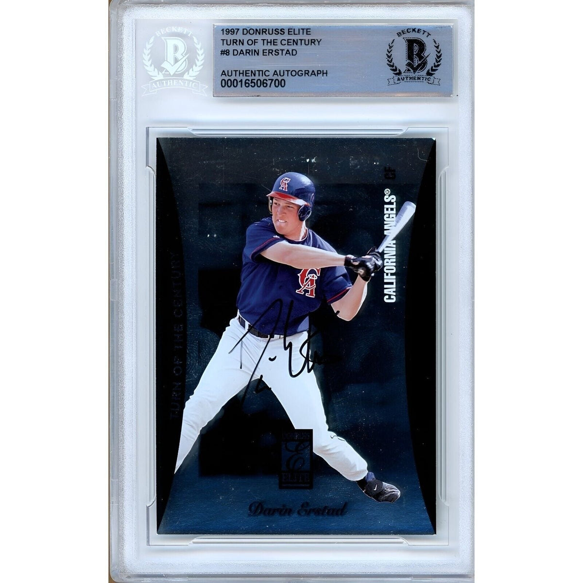 Darin Erstad Donruss Elite Autographed Trading Card Beckett BAS