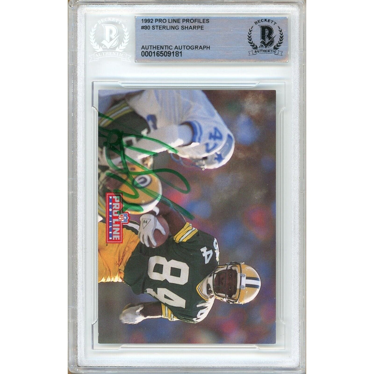 Sterling Sharpe Green Bay Packers Signed Trading Card Beckett BAS