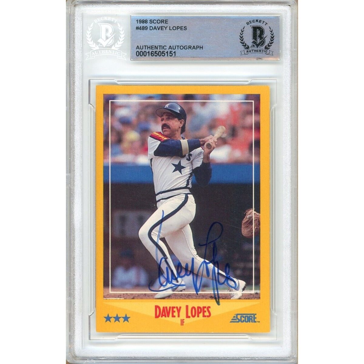 Davey Lopes Houston Astros Autographed Trading Card Beckett BAS