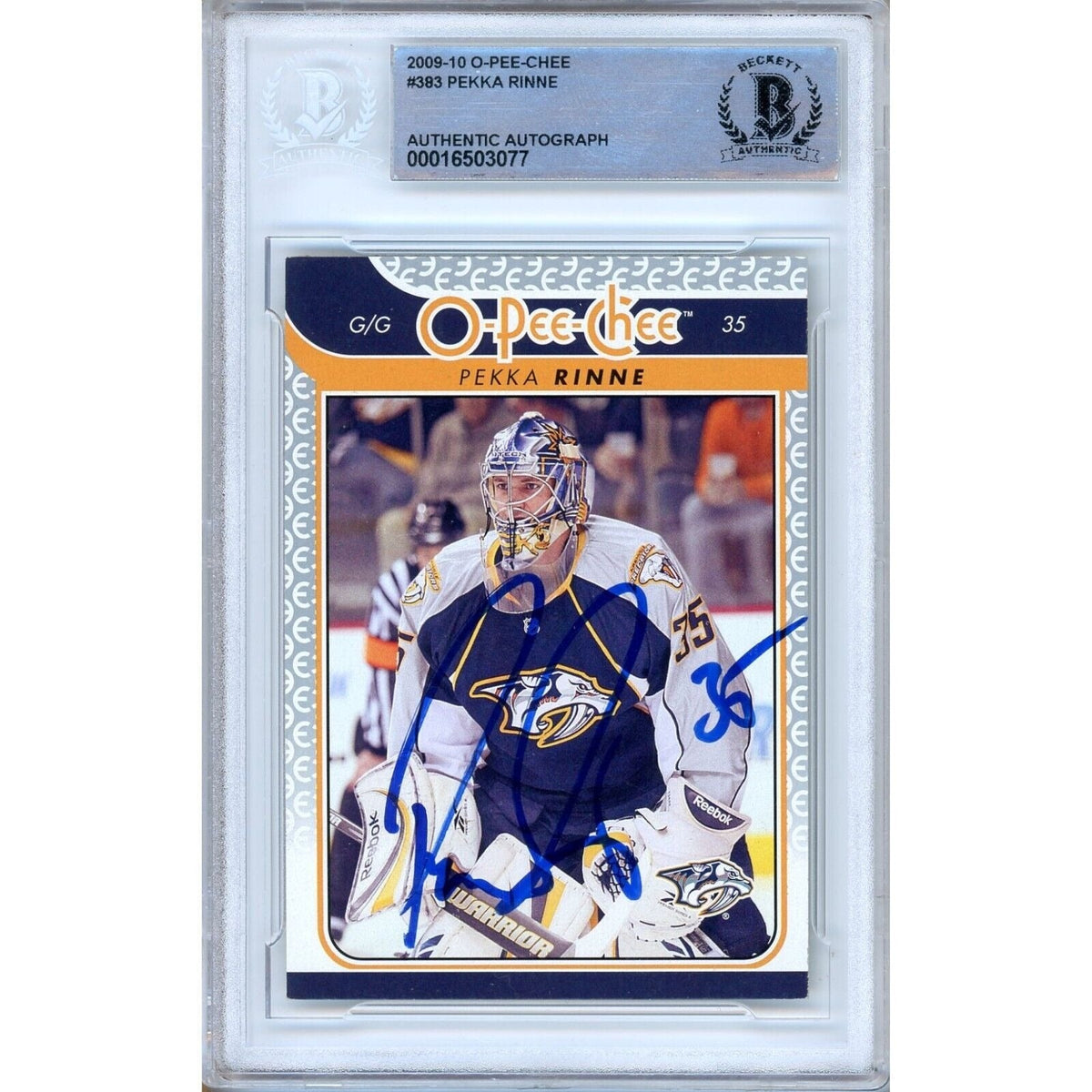 Pekka Rinne Nashville Predators Signed Autographed Trading Card Beckett BAS