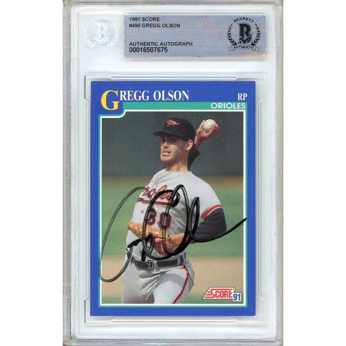 Gregg Olson Baltimore Orioles Autographed Trading Card Beckett BAS