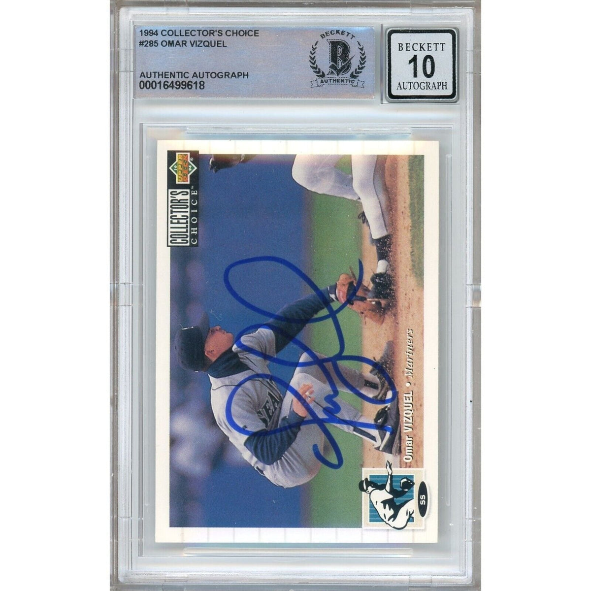 Omar Vizquel Seattle Mariners Signed Trading Card Beckett BGS