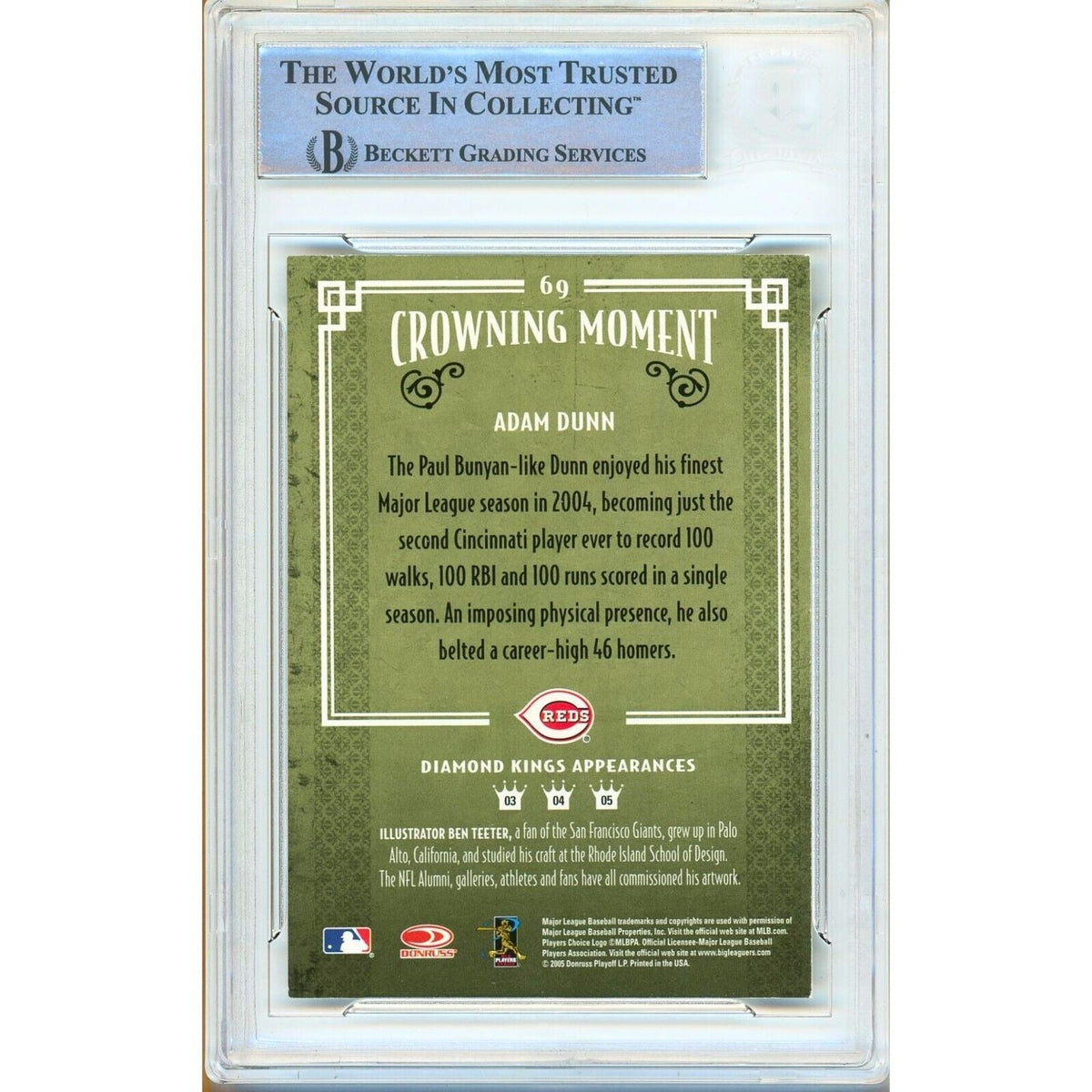 Adam Dunn Donruss Diamond Kings Signed Trading Card Beckett BAS