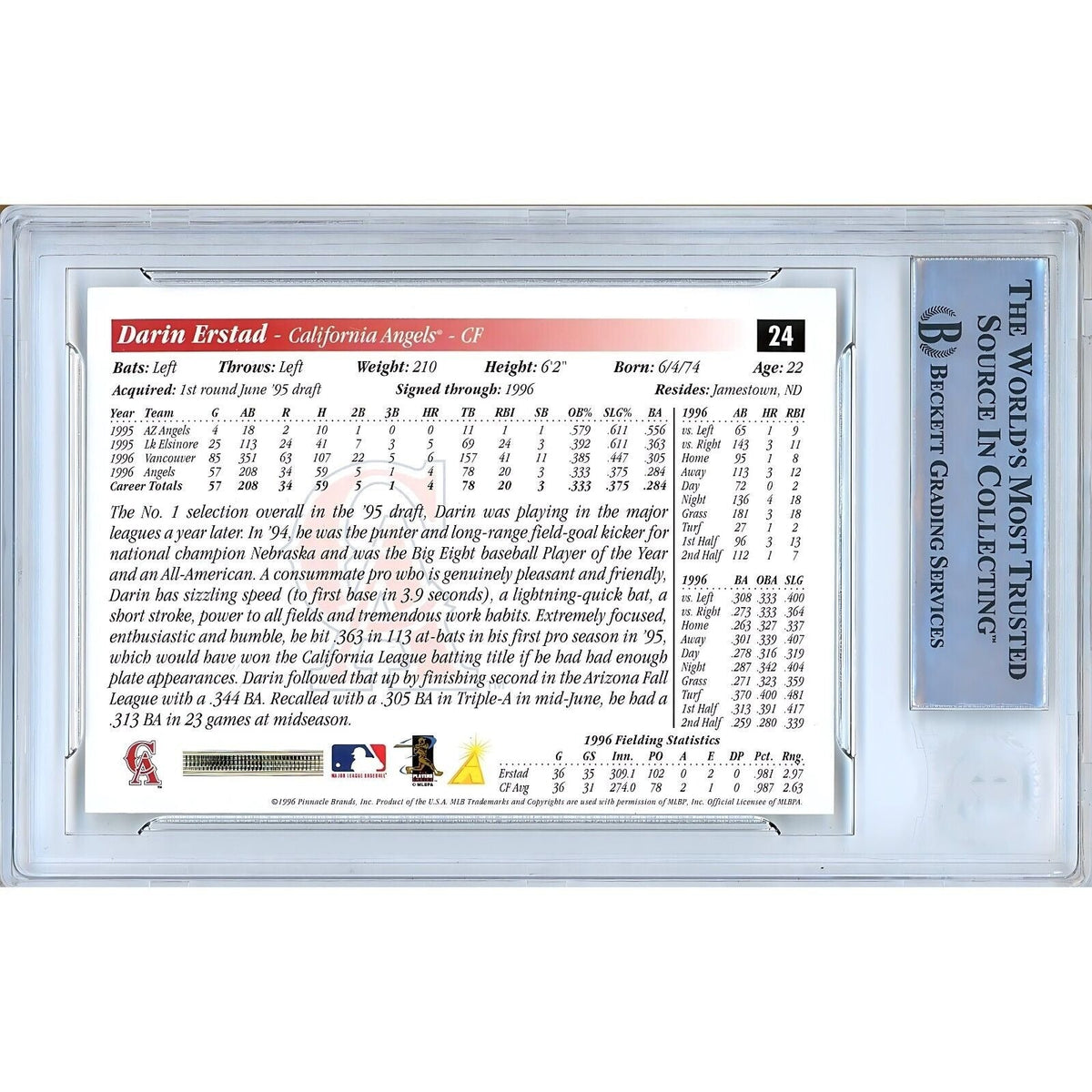 Darin Erstad Signed Trading Card Beckett BAS