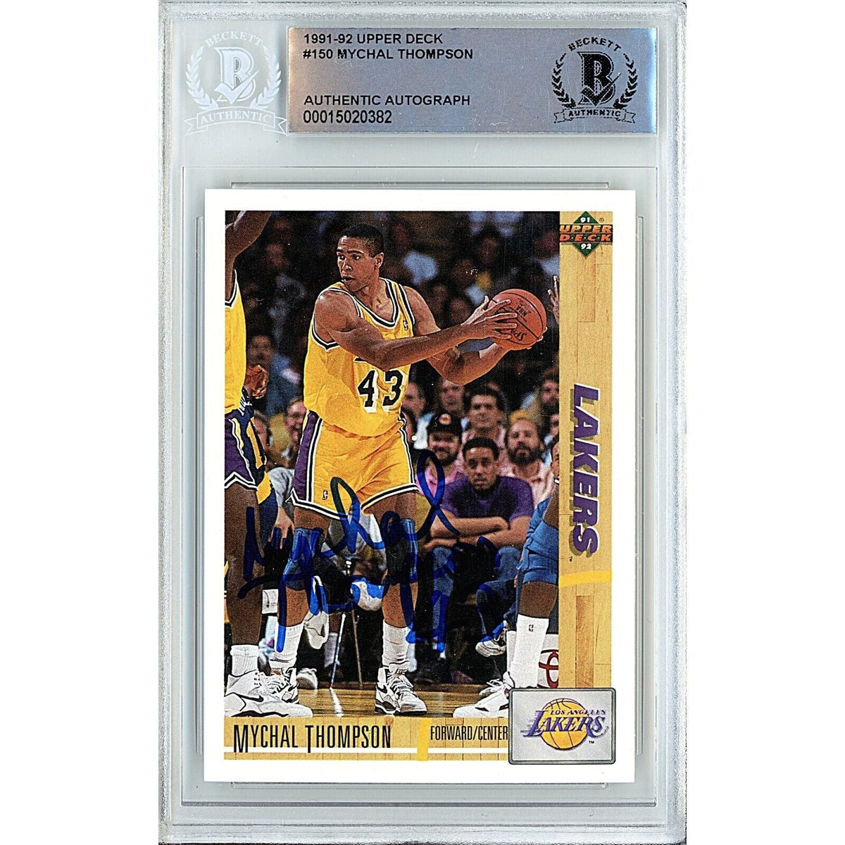 Mychal Thompson Los Angeles Lakers Autographed Trading Card Beckett BAS