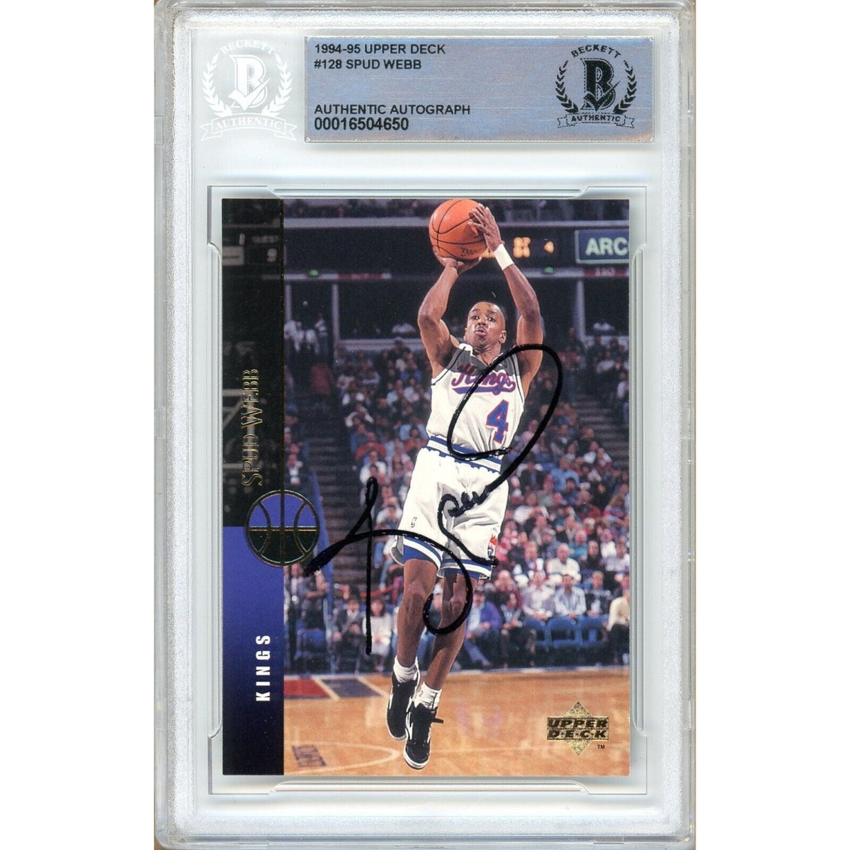 Spud Webb Sacramento Kings Signed Autographed Trading Card Beckett BAS