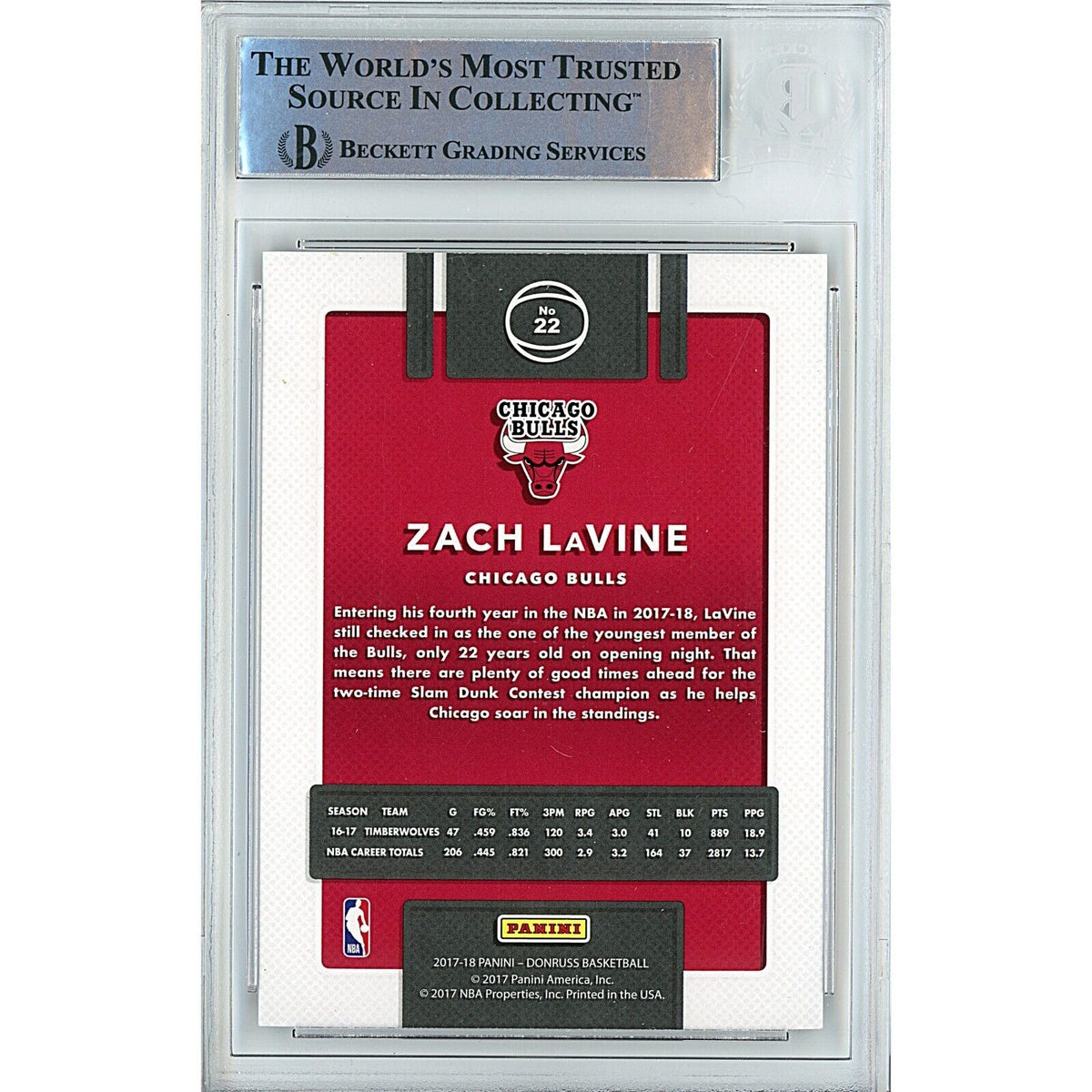 Zach Chicago Bulls Signed Trading Card Beckett BAS