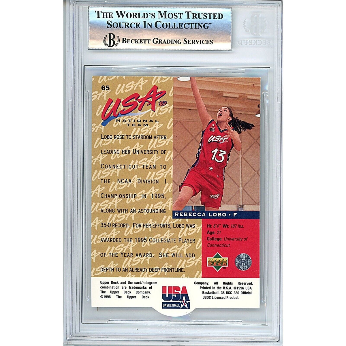 Rebecca Lobo Team Signed Trading Card Beckett BGS