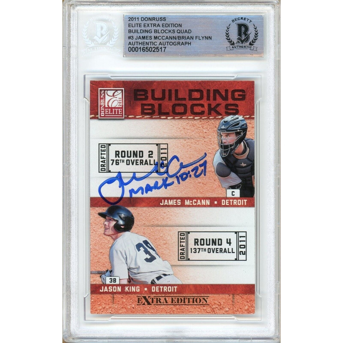 James Mccann Donruss Elite Extra Edition Autographed Trading Card Beckett BAS