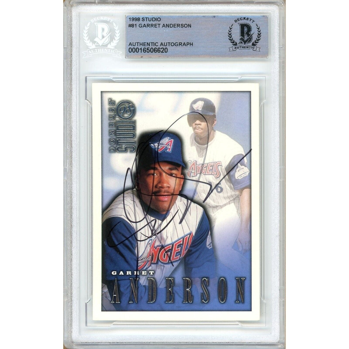 Garret Anderson Donruss Studio Autographed Trading Card Beckett BAS