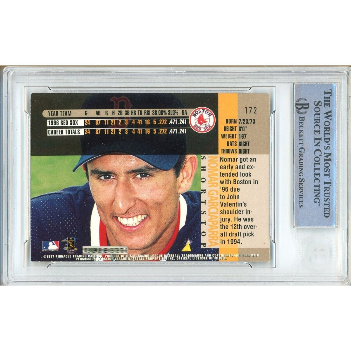 Nomar Garciaparra Boston Red Sox Signed Trading Card Beckett BAS