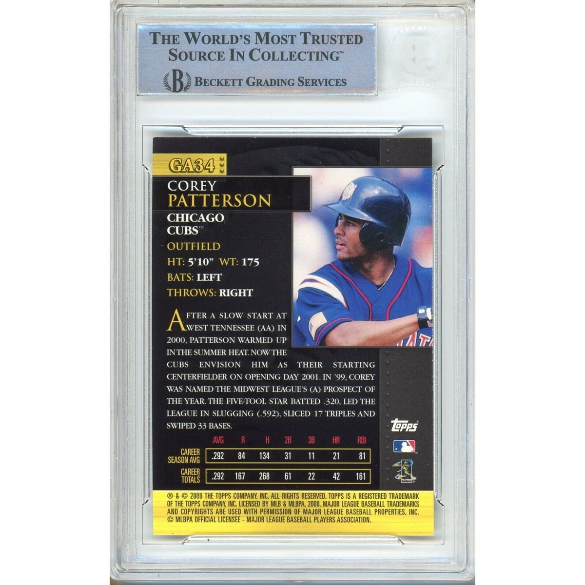 Corey Patterson Topps Golden Anniversary Signed Trading Card Beckett BAS
