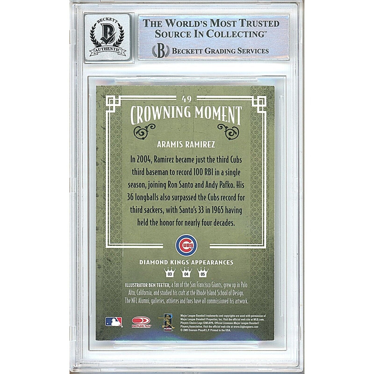 Aramis Ramirez Donruss Diamond Kings Signed Trading Card Beckett BGS