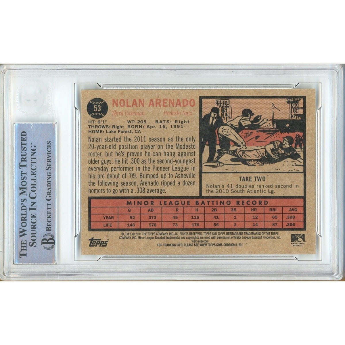 Nolan Arenado Signed Trading Card Beckett BAS