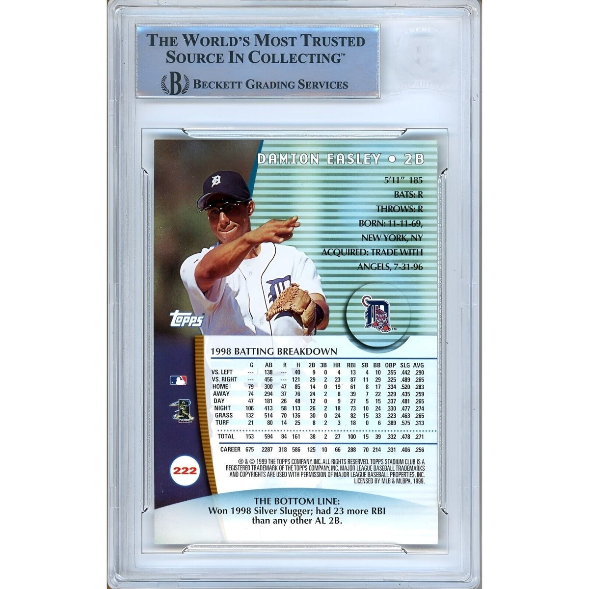 Damion Easley Topps Stadium Club Signed Trading Card Beckett BAS