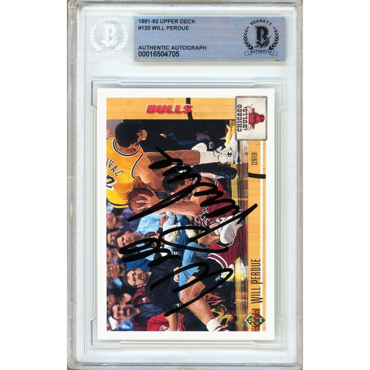 Will Perdue Chicago Bulls Signed Trading Card Beckett BAS