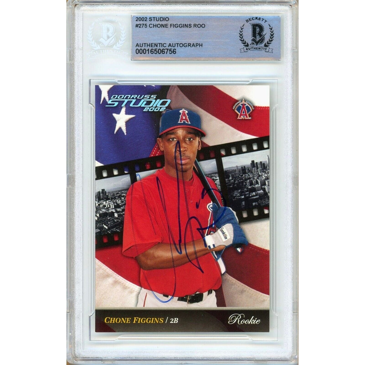 Chone Figgins Donruss Studio Rookies Autographed Trading Card Beckett BAS