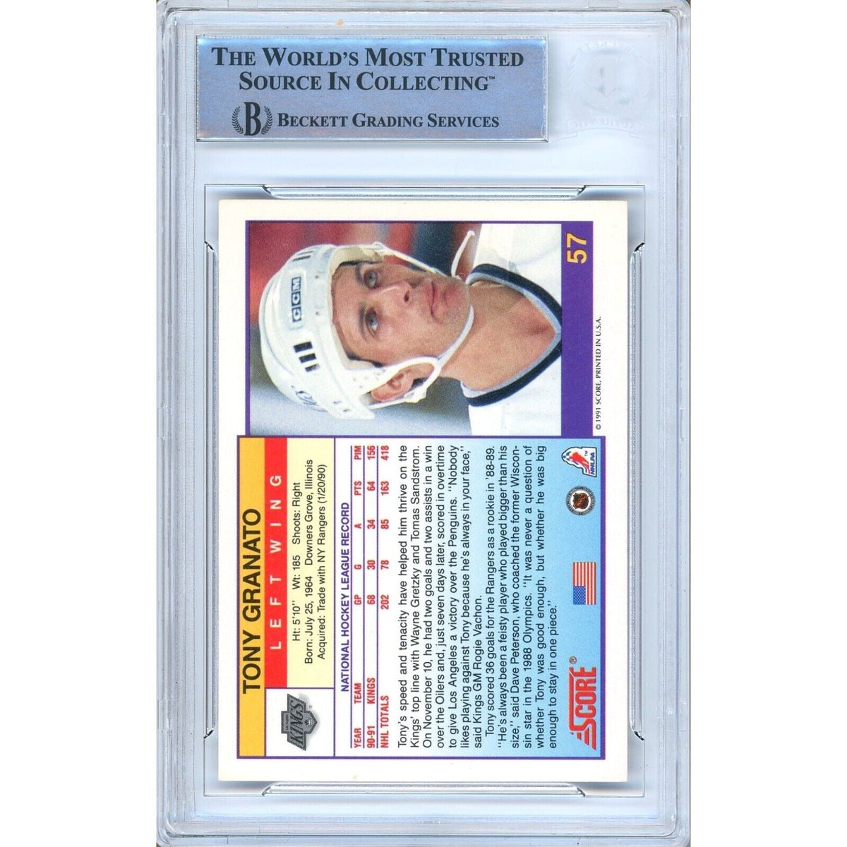 Tony Granato Los Angeles Kings Autograph Trading Card Beckett BAS