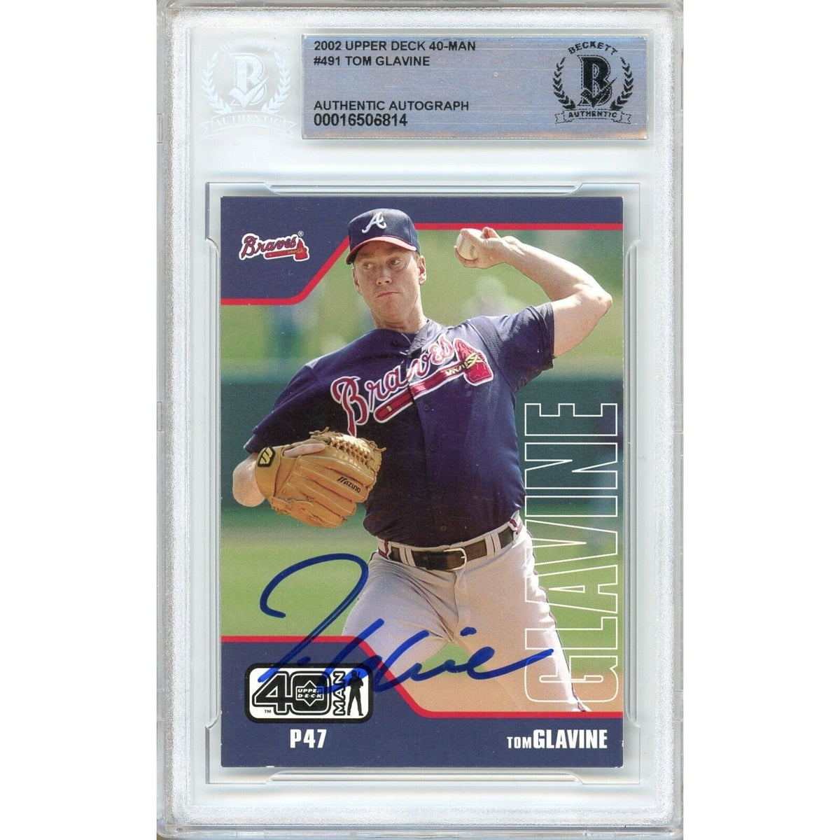 Tom Glavine Atlanta Braves Signed Autographed Trading Card Beckett BAS