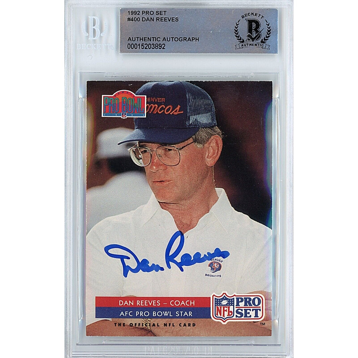 Dan Reeves Pro Set Autographed Trading Card Beckett BAS