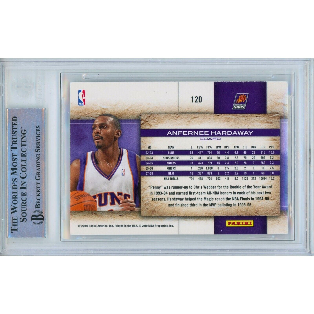 Penny Anfernee Hardaway Phoenix Suns Autograph Trading Card Beckett BAS
