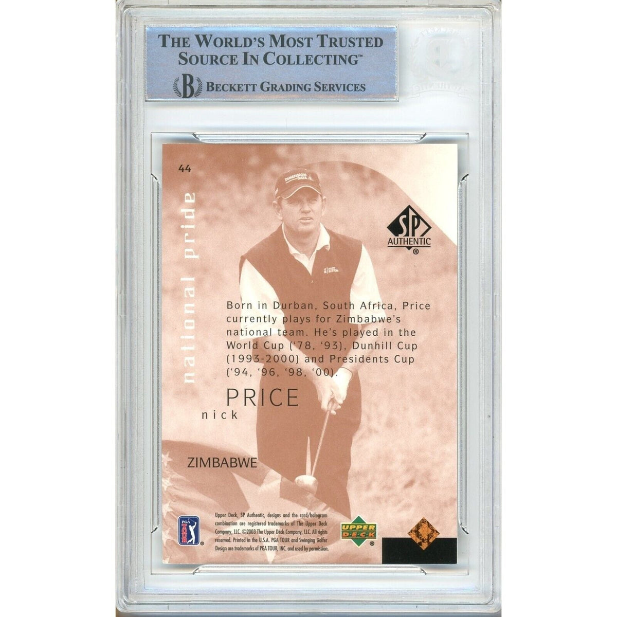 Nick Price Signed Trading Card Beckett BAS